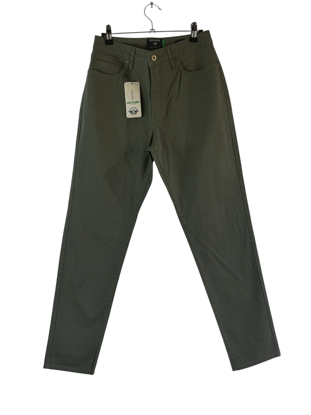 Dockers High Slim Olive Green Stretch Pants NWT Size 27 High Rise Minimalist